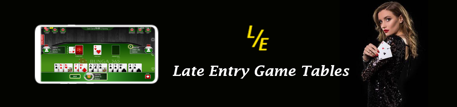 Late entry feature in pool rummy game
